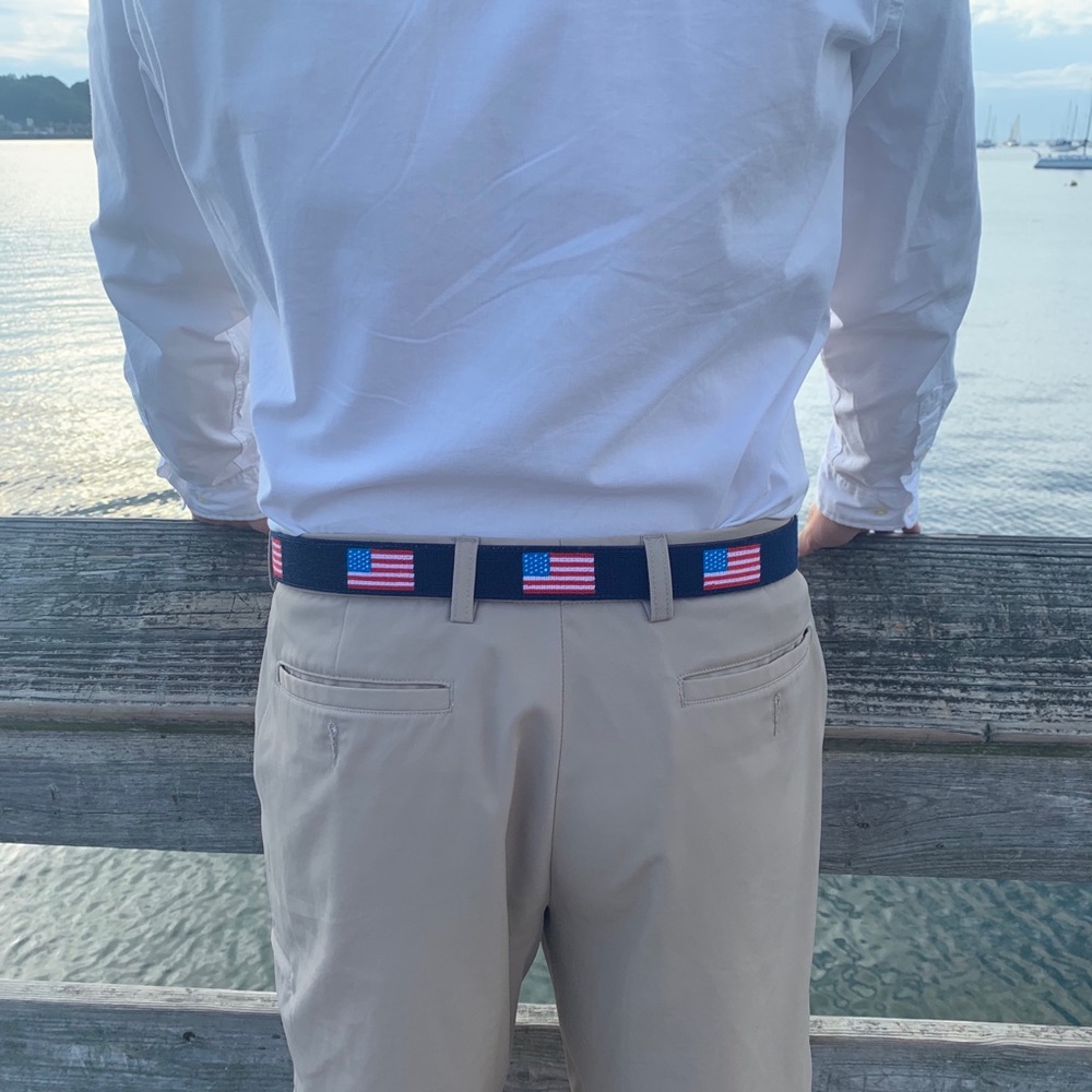 American flag needlepoint belt